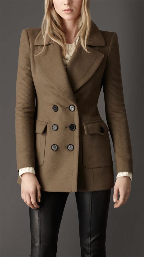 burberry pea coat brown|burberry pea coat women's.